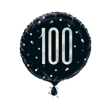 Helium Ballon 100 Jaar Zwart 45cm leeg