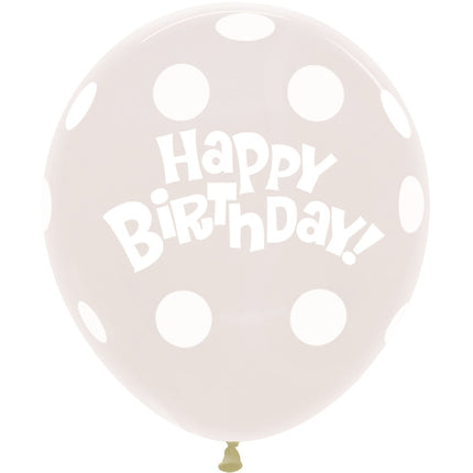 Ballonnen Birthday Dots Clear 45cm 25st