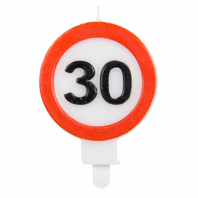 Kaars 30 Jaar Verkeersbord 8cm