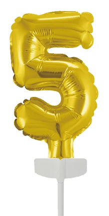 Gouden Taarttopper 5 Jaar Folieballon 12,5cm