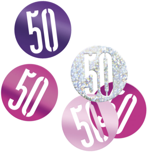 Tafelconfetti 50 Jaar Roze 14gr