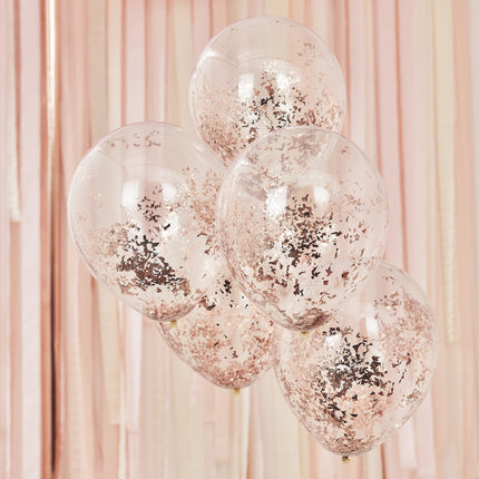 Rose Gouden Confetti Ballonnen Glitters 30cm 5st