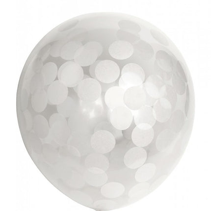 Confetti Ballonnen Wit 30cm 6st