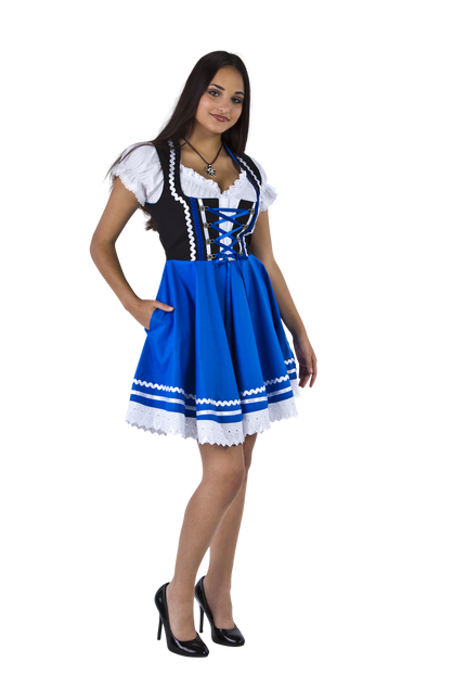 Oktoberfest Dirndl Jurk Oktoberfest Blauw Wit Dames 2 Delig