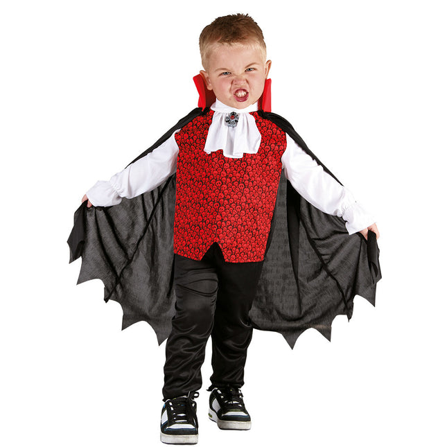 Halloween Vampier Kostuum Rood/Zwart Kind 3/4 jaar