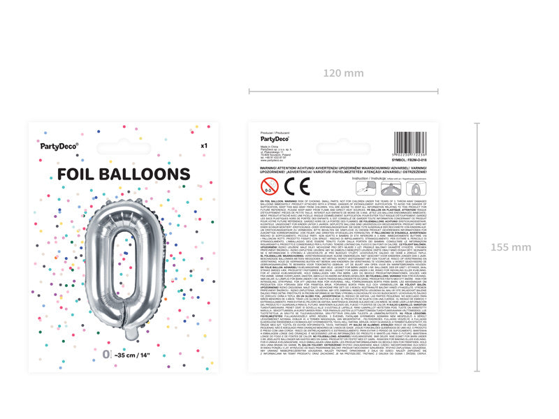 Folie Ballon Letter O Zilver Leeg 35cm