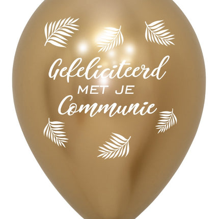 Ballonnen Gefeliciteerd Met Je Communie Palms Reflex Gold 30cm 25st