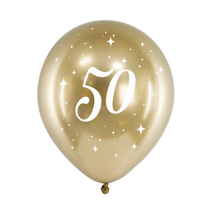 Ballonnen 50 Jaar Goud 30cm 6st