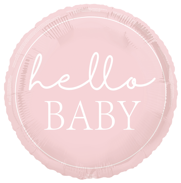 Hello Baby Helium Ballon Roze 45cm