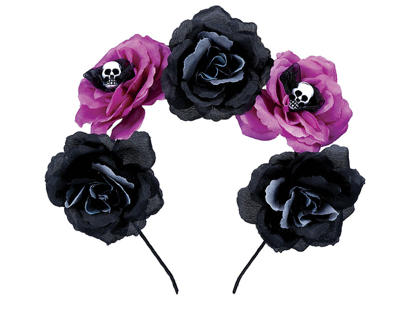 Zwarte Paarse Halloween Haarband Bloemen