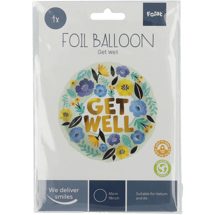 Helium Ballon Get Well Bloemen Leeg 45cm