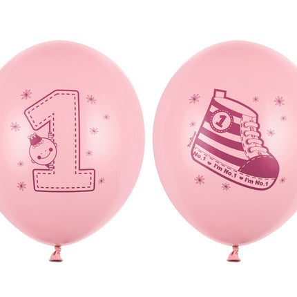 Ballonnen 1 Jaar Roze 30cm 6st