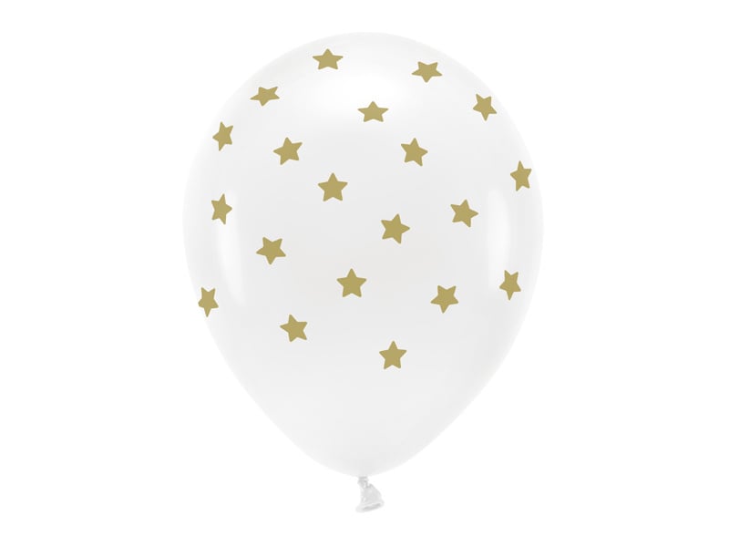 Witte Ballonnen Gouden Sterren 33cm 6st