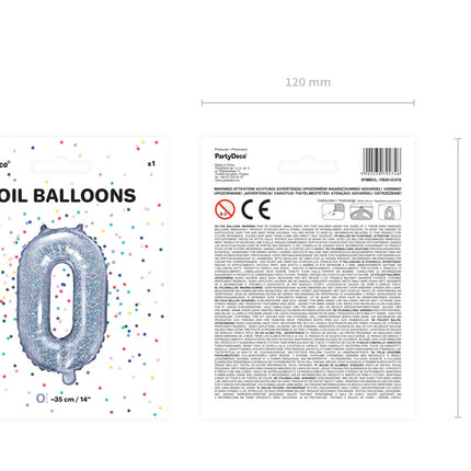 Folie Ballon Letter O Holografisch Leeg 35cm