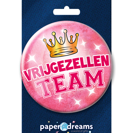 Button Vrijgezellen Team Vrouw 10,2cm