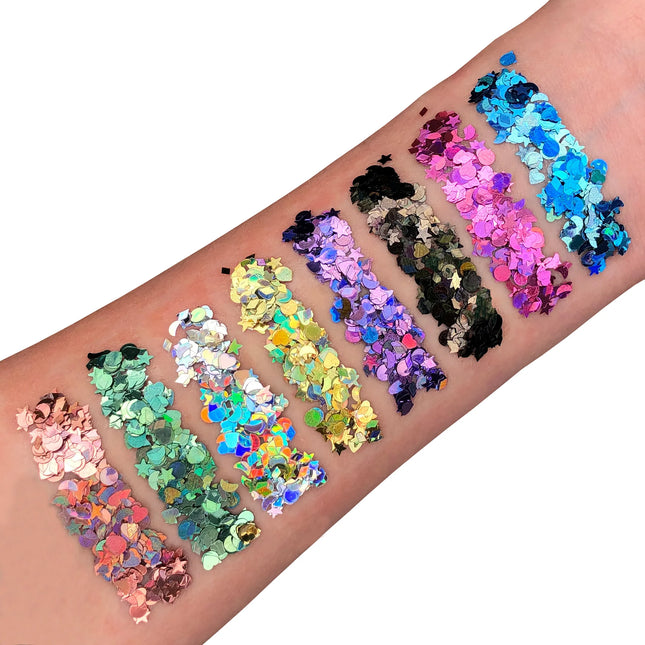 Moon Glitter Holographic Glitter Shapes Green 3g