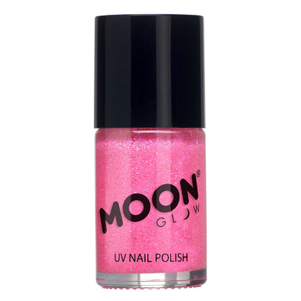 Moon Glow Neon UV Glitter Nail Polish Hot Pink 14ml