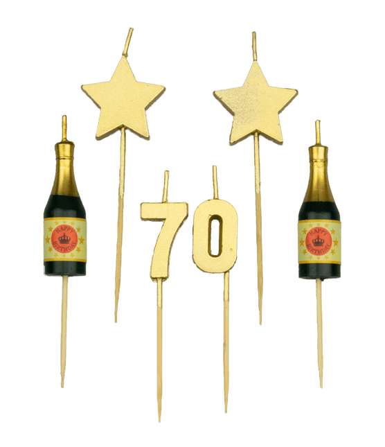 Kaarsjes 70 Jaar Champagne 17,5cm