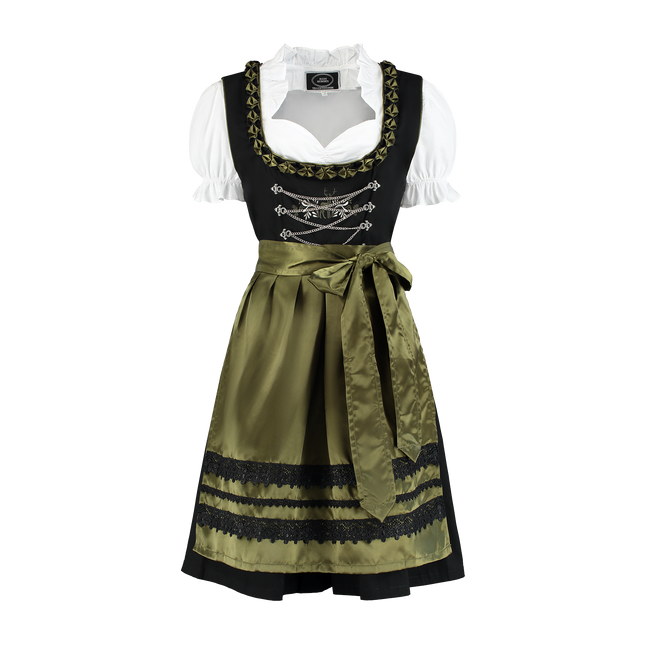 Zwart Groene Dirndl Jurk Oktoberfest Dames