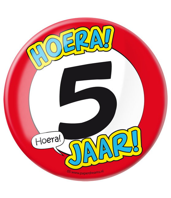 Button 5 jaar Verkeersbord 10,2cm