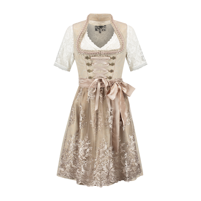 Roze Wit Creme Dirndl Jurk Oktoberfest Dames Jaquard