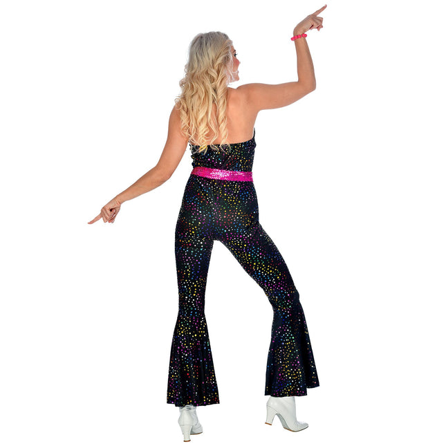 Disco 70S Jumpsuit Zwart Dames