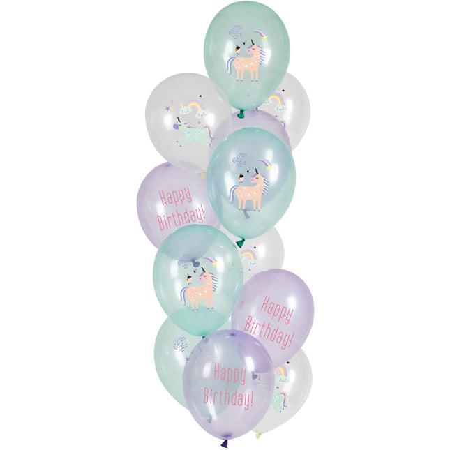 Regenboog Unicorn Ballonnen 33cm 12st