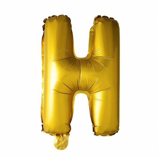 Folie Ballon Letter H Goud XL 102cm leeg