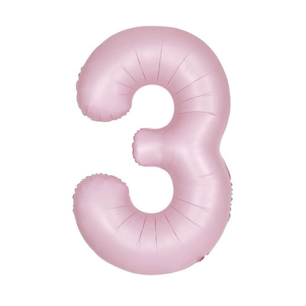 Roze Cijfer Ballon 3 Jaar Matte 86cm