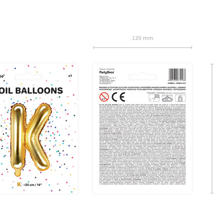 Folie Ballon Letter K Goud Leeg 35cm