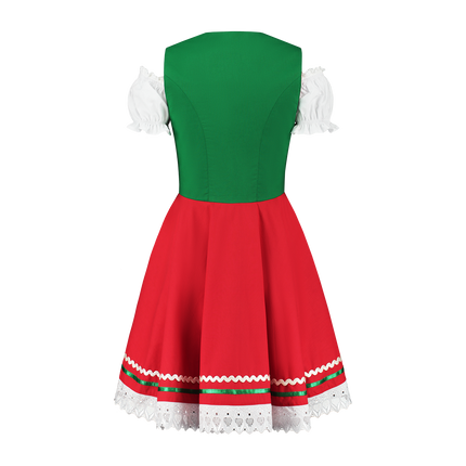 Oktoberfest Dirndl Jurk Oktoberfest Rood Groen Dames 2 Delig