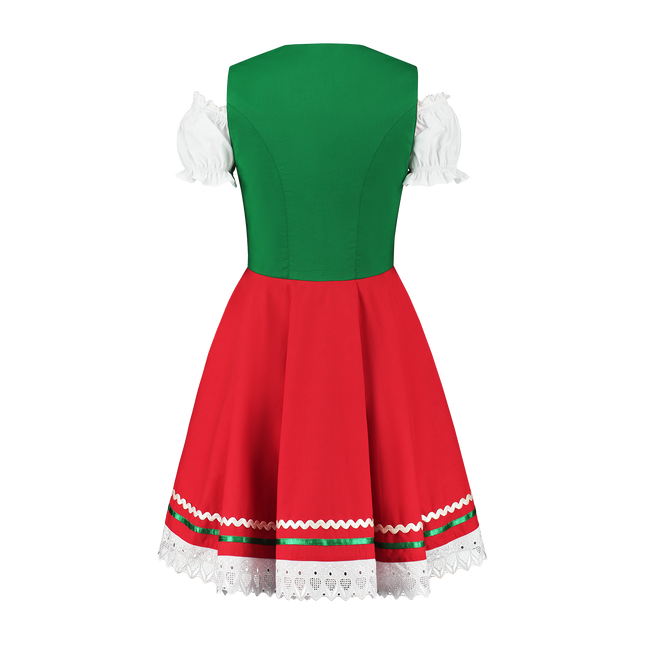 Oktoberfest Dirndl Jurk Oktoberfest Rood Groen Dames 2 Delig