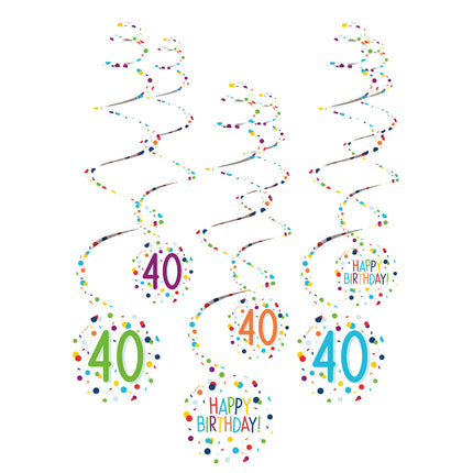 Hangdecoratie 40 Jaar Happy Birthday Confetti 61cm 6st