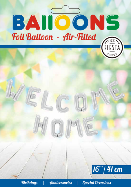 Letterballon Set Welcome Home Zilver