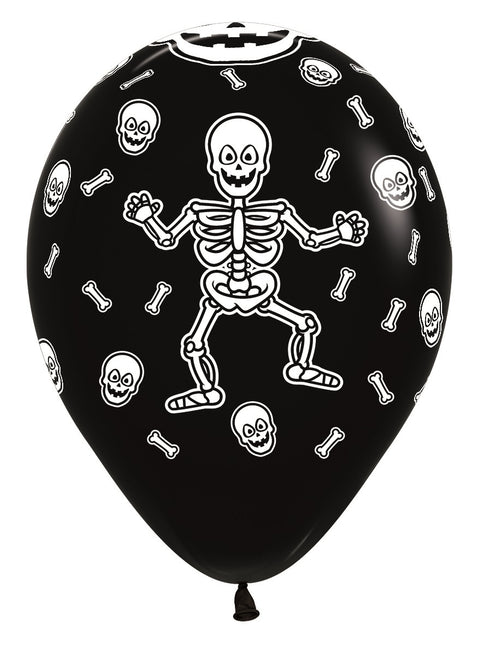 Ballonnen Skeleton Black 30cm 25st