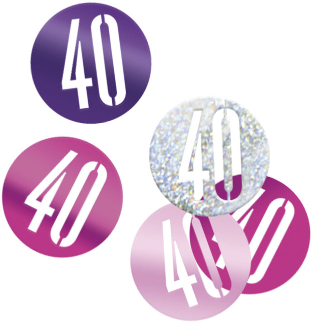 Tafelconfetti 40 Jaar Roze 14gr