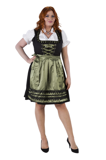 Zwart Groene Dirndl Jurk Oktoberfest Dames