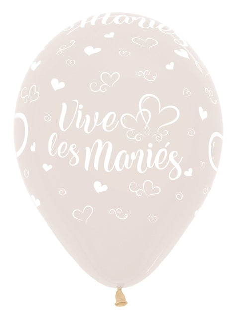 Ballonnen Vive Les Maries Hearts Crystal Clear 30cm 25st