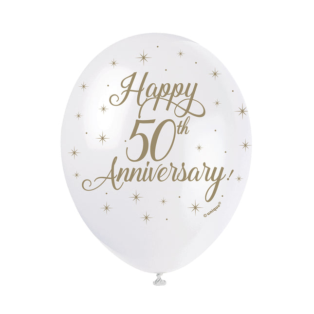 Ballonnen Happy 50th Anniversary 30cm 5st