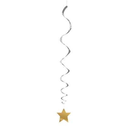 Hangdecoratie Ster Goud Zilver 66cm 3st