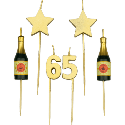 Kaarsjes 65 Jaar Champagne 17,5cm