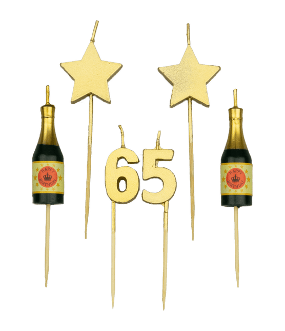 Kaarsjes 65 Jaar Champagne 17,5cm