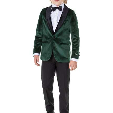 Donkergroen Velvet Blazer Jongen OppoSuits