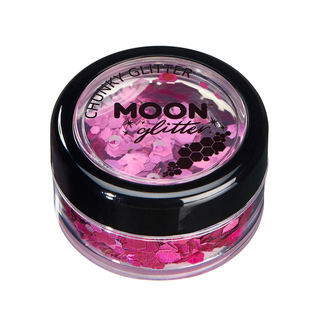 Moon Glitter Holographic Chunky Glitter Pink 3g