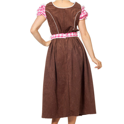 Roze Dirndl Jurk Oktoberfest Dames Lang