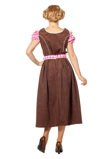 Roze Dirndl Jurk Oktoberfest Dames Lang