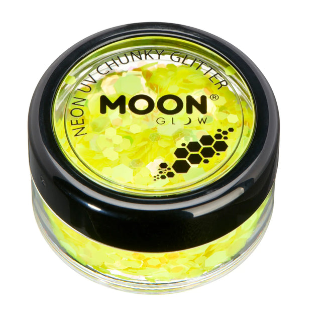 Moon Glow Neon UV Chunky Glitter Yellow 3g