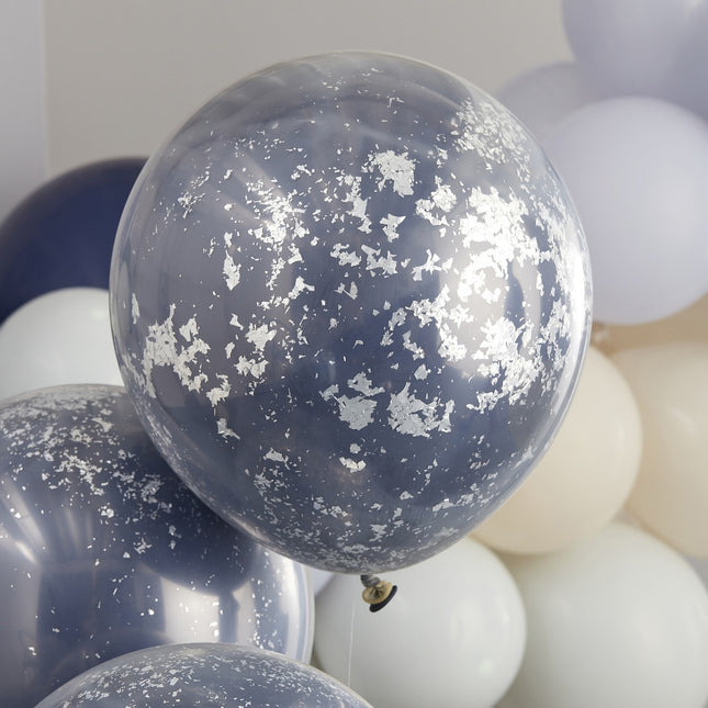 Donkerblauwe Confetti Ballonnen Dubbellaags 45cm 3st