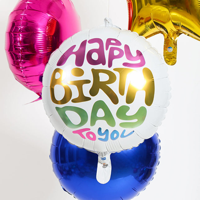 Helium Ballon Happy Birthday Retro Leeg 45cm