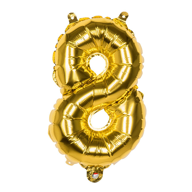 Gouden Cijfer Ballon 8 Jaar 36cm